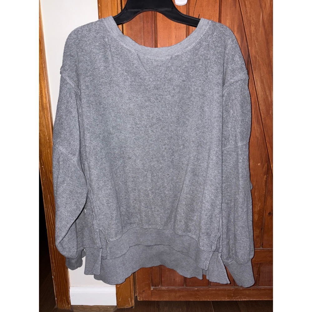 American Eagle Seriously Huggable Gray Oversized Sweatshirt Womens Medium Fleece